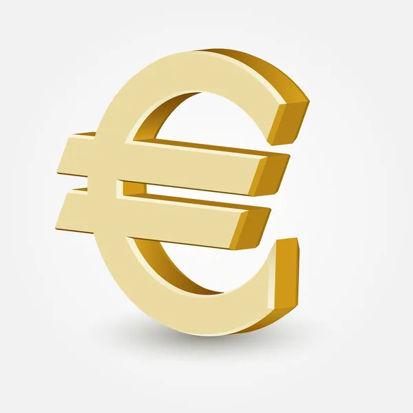 Vector Golden Euro Sign Isolated White Background — Stock Vector