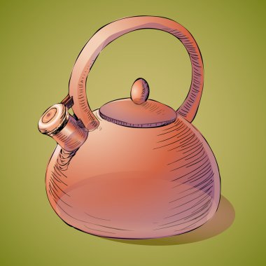 Brown kettle. Vector illustration. clipart