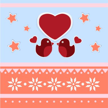 Vector greeting card for Valentine's day with birds. clipart