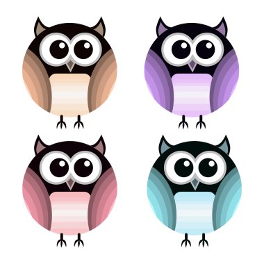 Vector set of different owls. clipart