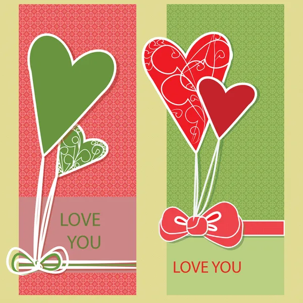 Tarjeta Felicitación Vectorial Con Corazones — Vector de stock