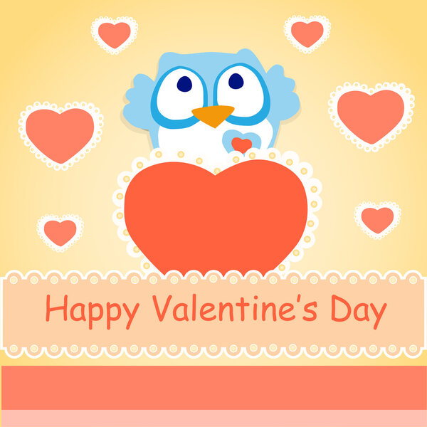 Векторный фон ко дню святого Валентина с совой
.