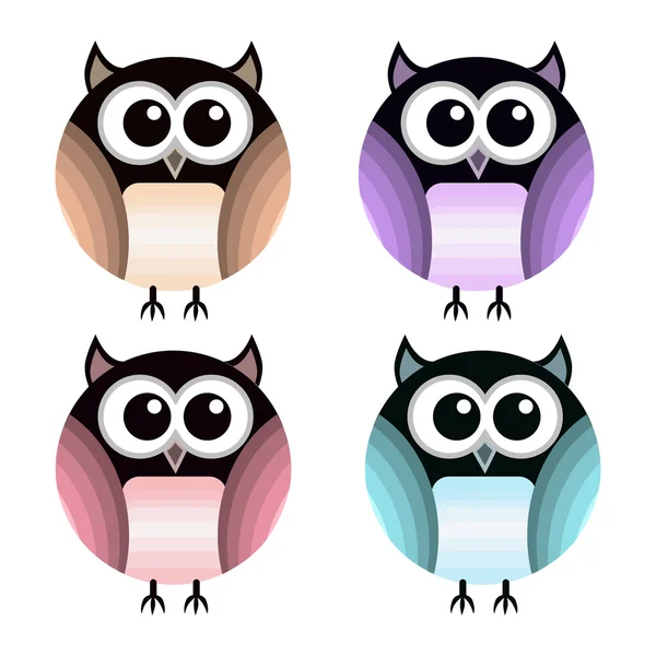 Vector Set Different Owls — Stock Vector