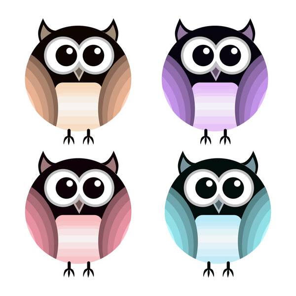 Vector set of different owls.