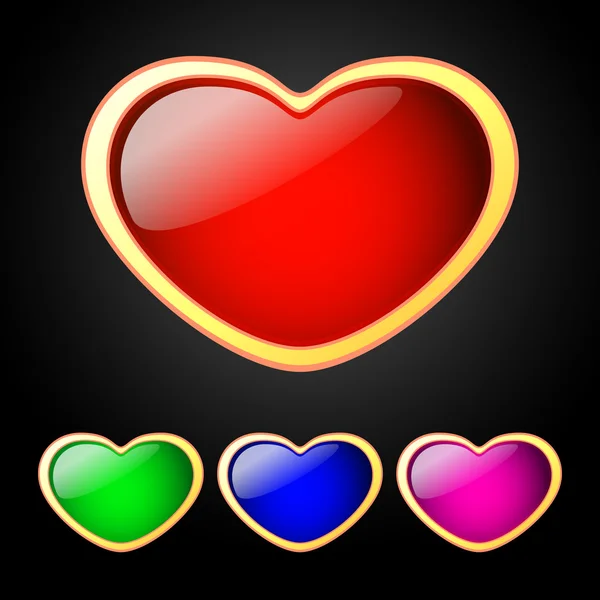 Vector Set Colored Hearts — Stock Vector
