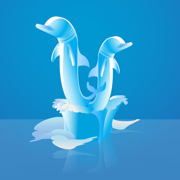 Vector jumping dolphins. Vector illustration.