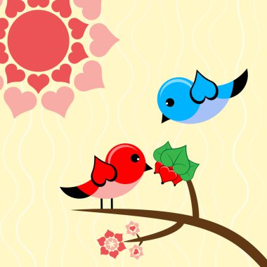 Vector illustration with bird in love. clipart