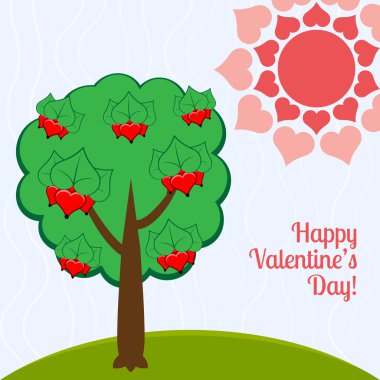 Vector illustration of a tree with hearts. clipart