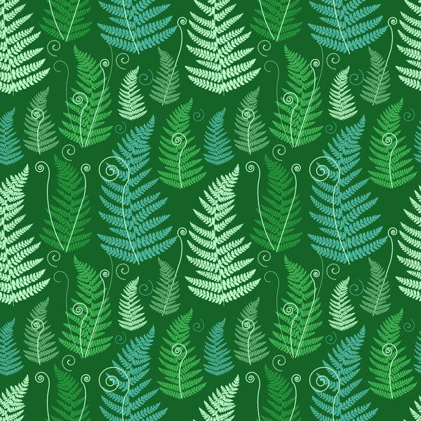 Зеленый цветочный фон с закрученными листочками гранж-папоротника
.