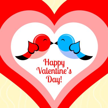 Vector card for Valentine's day with birds. clipart