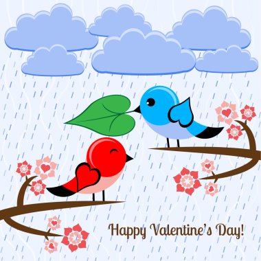 Vector illustration with bird in love. clipart
