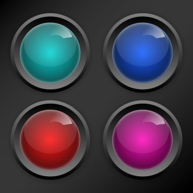 Vector set of colored buttons. clipart