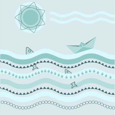 Vector background with paper boat. clipart