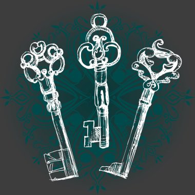 Vector vintage keys. Vector illustration. clipart