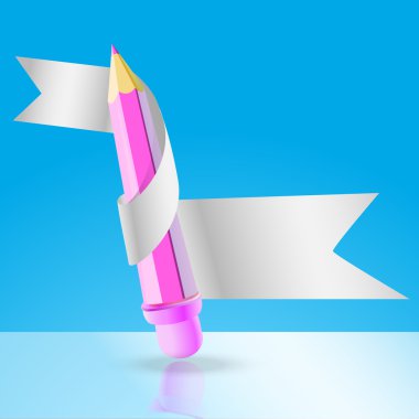 Vector pencil with ribbon. clipart