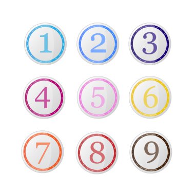 Vector set of icons with numbers. clipart
