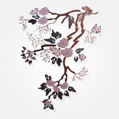 Vector sakura branch. Vector illustration. clipart