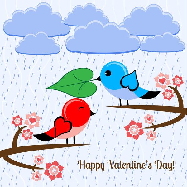 Vector illustration with bird in love.