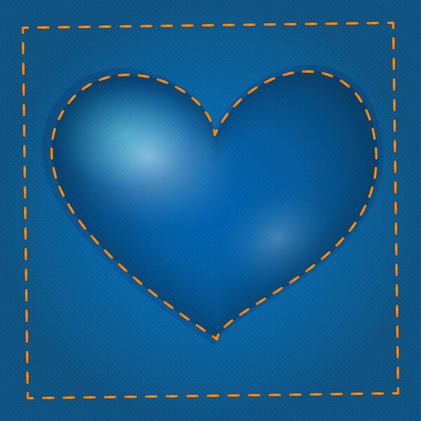 Векторно-голубое сердце со стежком
.