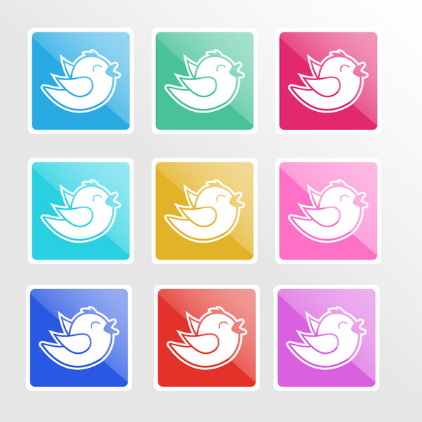 Vector set of icons with birds.