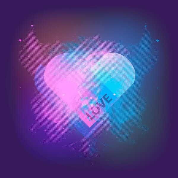 Vector space background with heart.