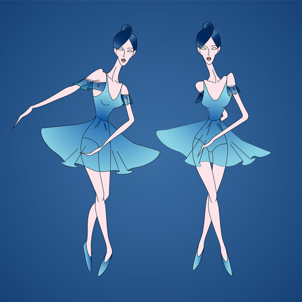 Vector illustration of ballerinas.