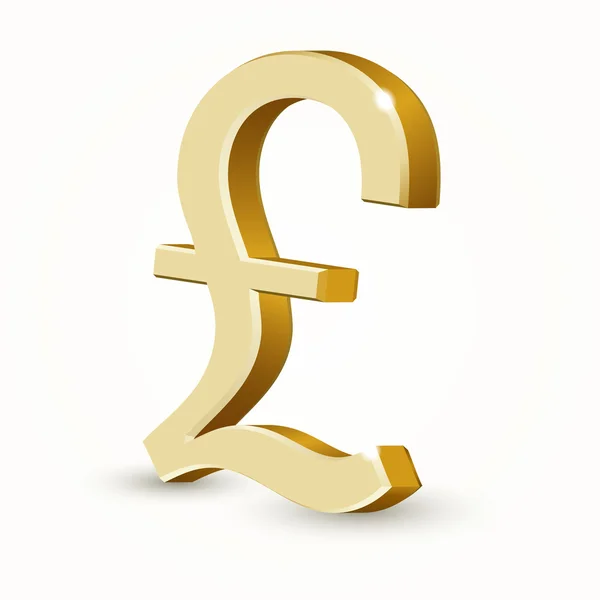 Векторный Золотой Знак Британского Фунта Белом Фоне — стоковый вектор