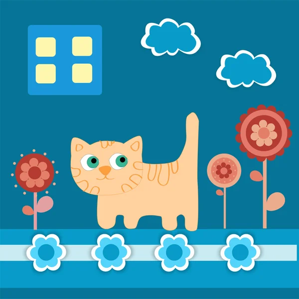 Vektor Hintergrund Mit Katze — Stockvektor