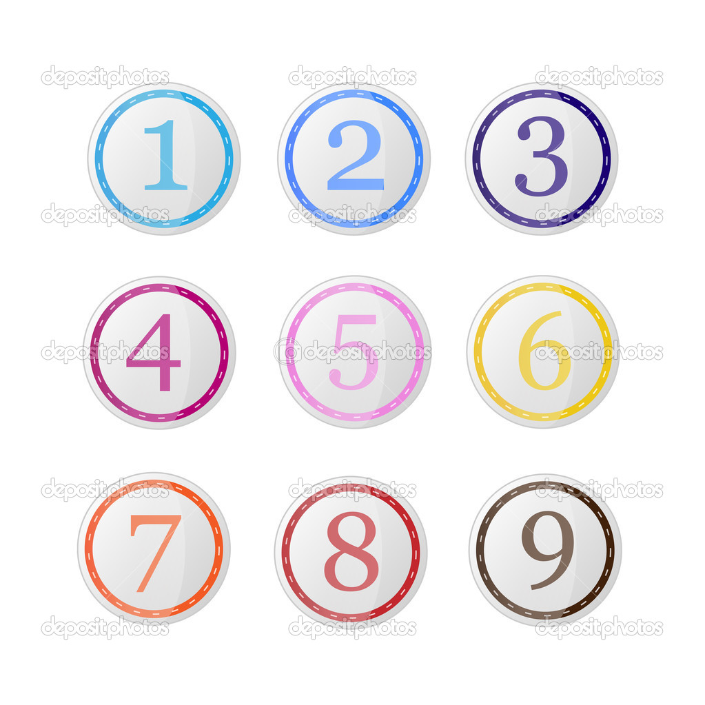 Vector set of icons with numbers.