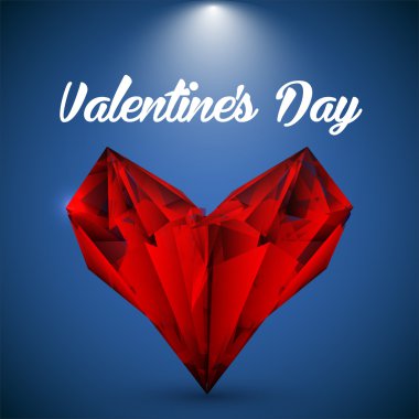 Vector red crystalline heart. Greeting card for Valentine's day. clipart