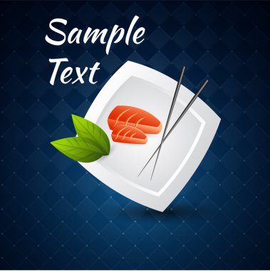 Vector background with sushi on the plate and chopsticks. clipart