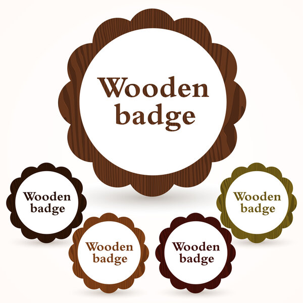 Vector set of wooden badges.