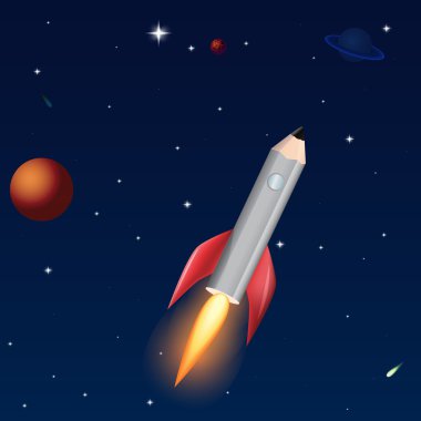 pencil rocket. Vector illustration. clipart