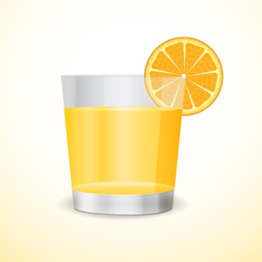 Glass with orange juice and an orange segment. Vector illustration clipart