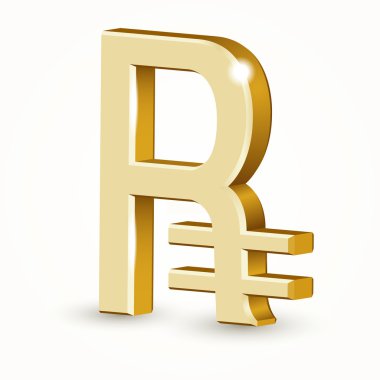 vektör altın Rus Rublesi imza izole üzerinde beyaz arka plan.