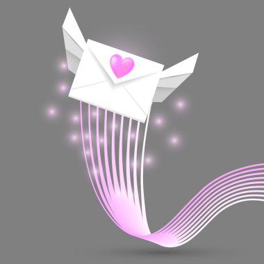 Vector winged mail envelope. clipart