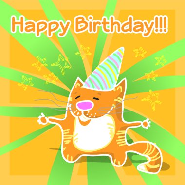 Vector greeting card with cat. clipart