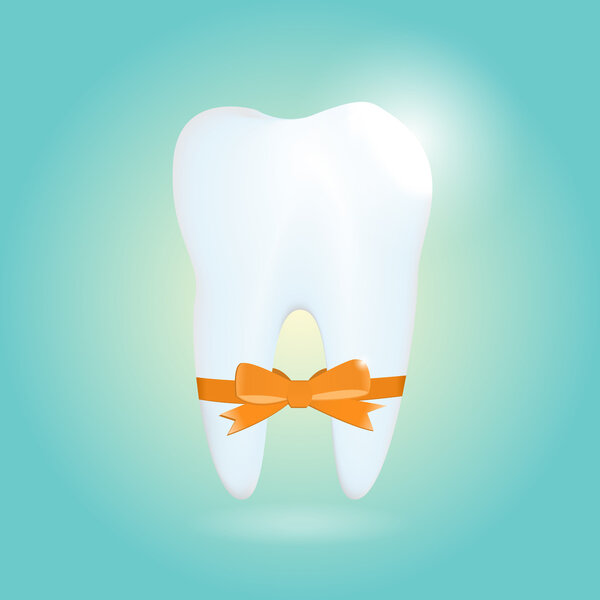 tooth on blue background