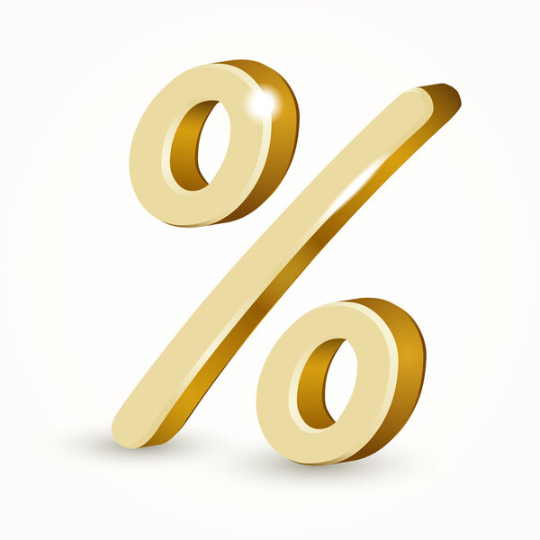 Векторное золото процент знак изолирован на белом фоне
.
