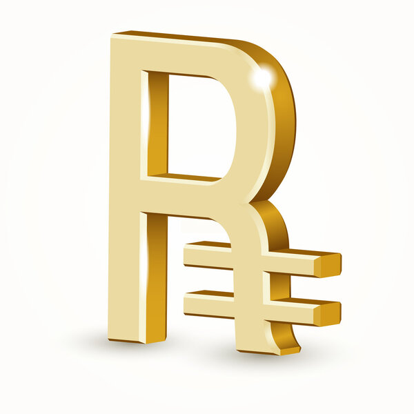 Векторный золотой российский рубль знак изолирован на белом фоне
.