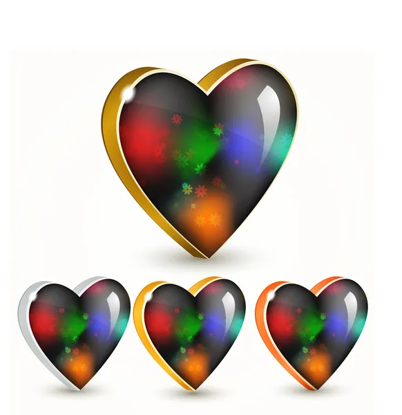 Векторный Набор Красочных Сердец — стоковый вектор