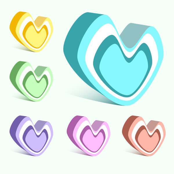 Vector set of colorful hearts.