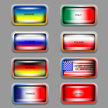 Vector set of icons with flags. clipart