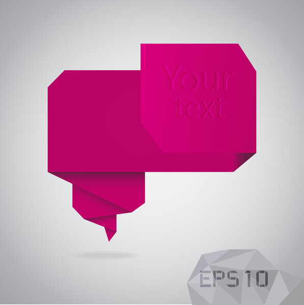 Abstract origami speech bubble vector background