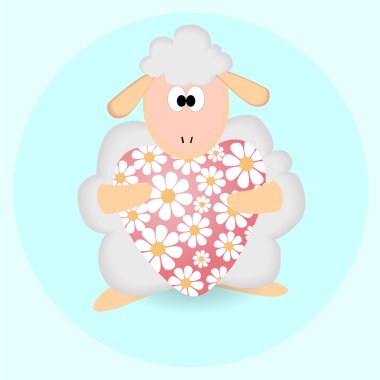 Sheep with heart. Vector background. clipart