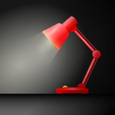 Red table lamp. Vector illustration. clipart