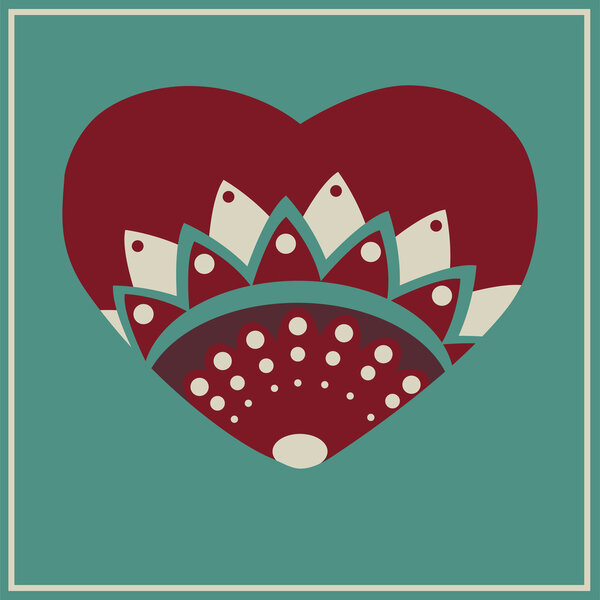 Vector greeting card with floral heart.