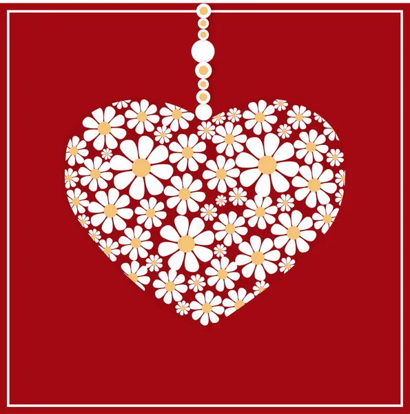 Tarjeta Felicitación Vectorial Con Corazón Floral — Vector de stock