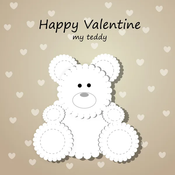 Vector Wenskaart Voor Valentijnsdag Met Teddy Bear — Stockvector