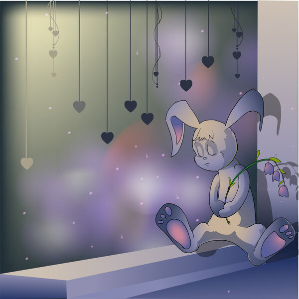Sad bunny. Vector illustration.